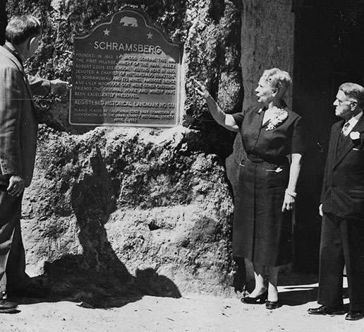 Dedication of the state historical landmark plaque for Schramsberg Winery on December 31, 1956