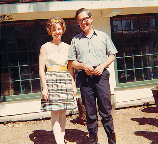 Jack and Jamie Davies as a young couple in 1969 at Schramsberg